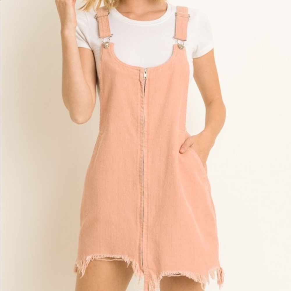 Distressed Corduroy Overall Skirt.